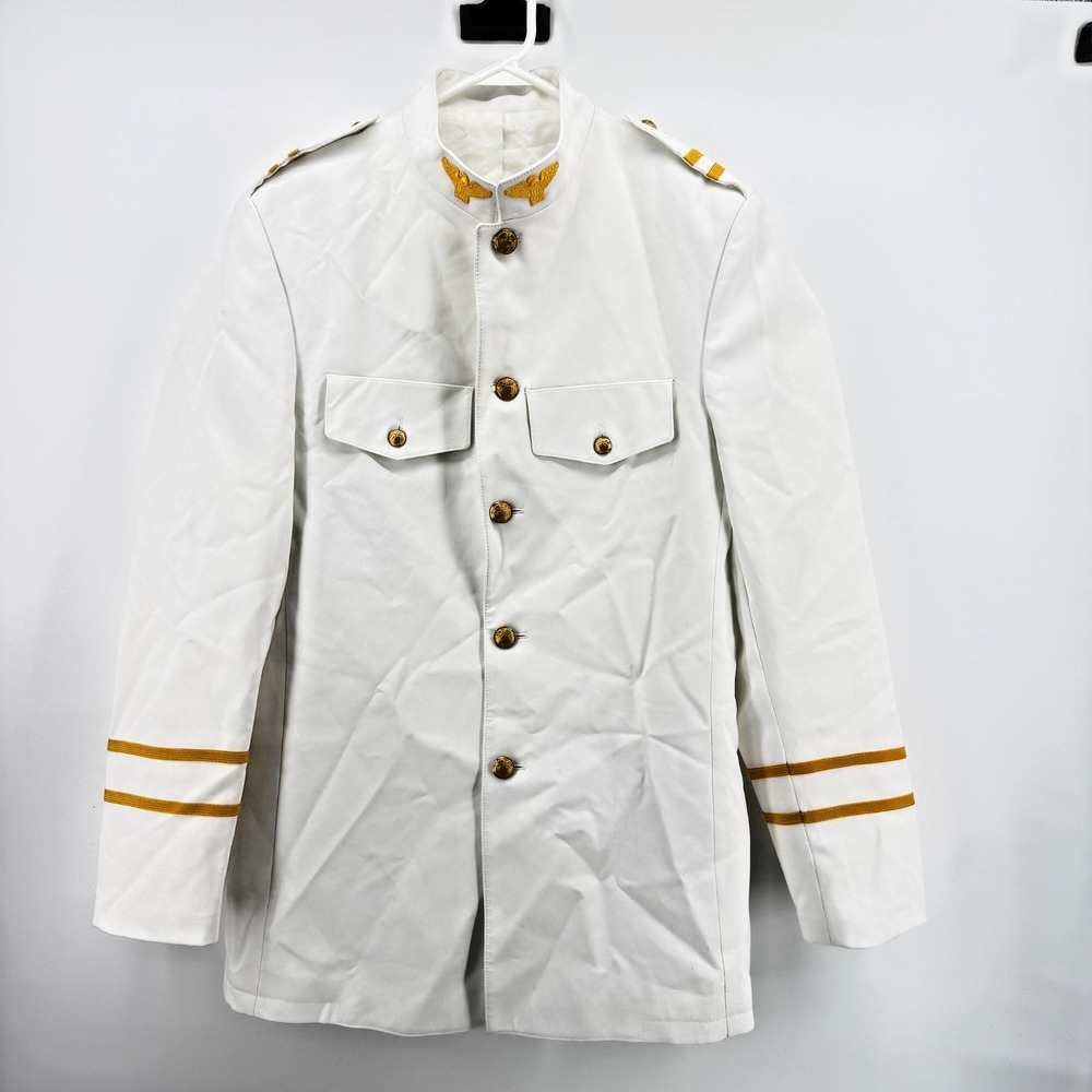 Gold Winged White Choker Dress Coat Jacket Naval Maritime Officers Jacket 40L